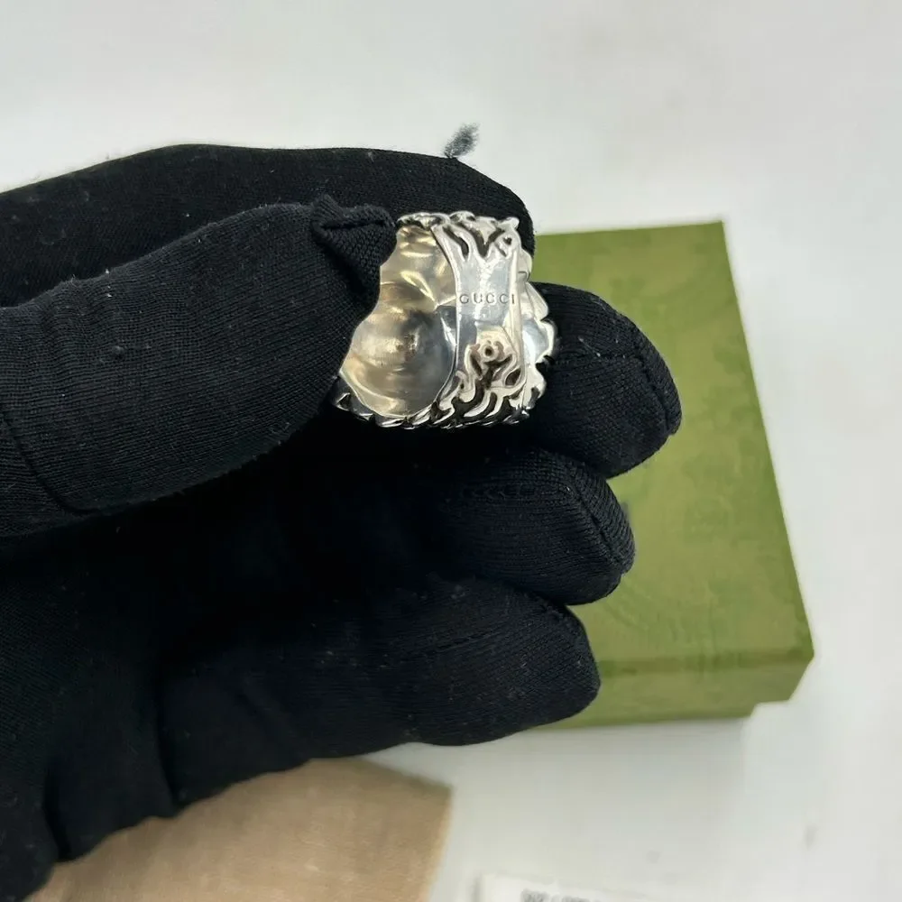 Men's Gucci iconic Lionhead ring size 10 made in Italy